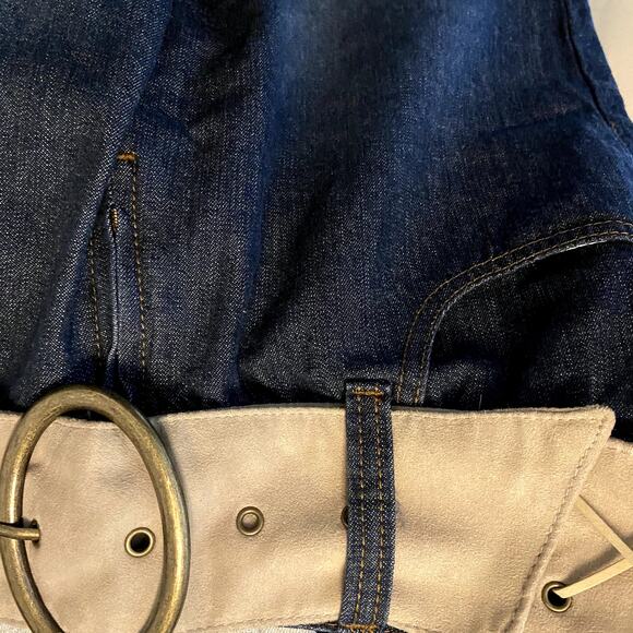 Vintage Jordache Jeans Lo-Rise Bootcut Cotton Denim Dark Wash Belted Blue 11/12 - Picture 3 of 5